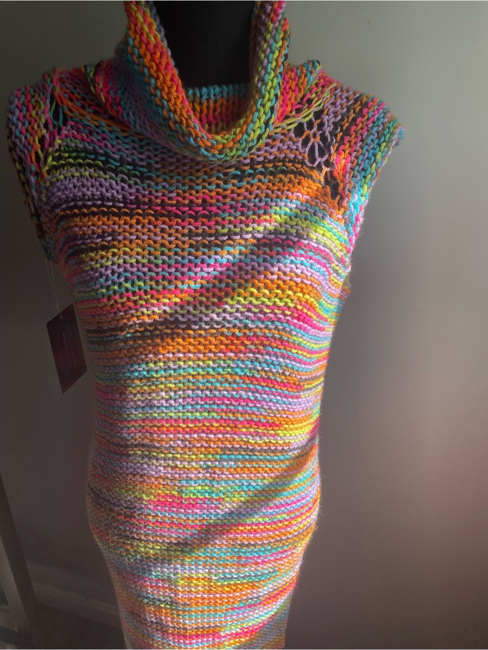 NWT Colorful Multistripe crochet Sleeveless Knit Maxi Dress